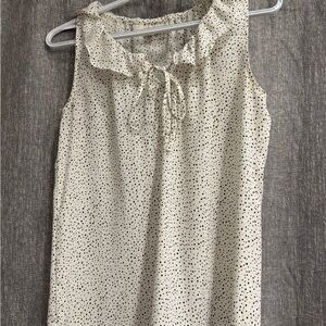 LOFT Cream and Black Polka Dot Blouse